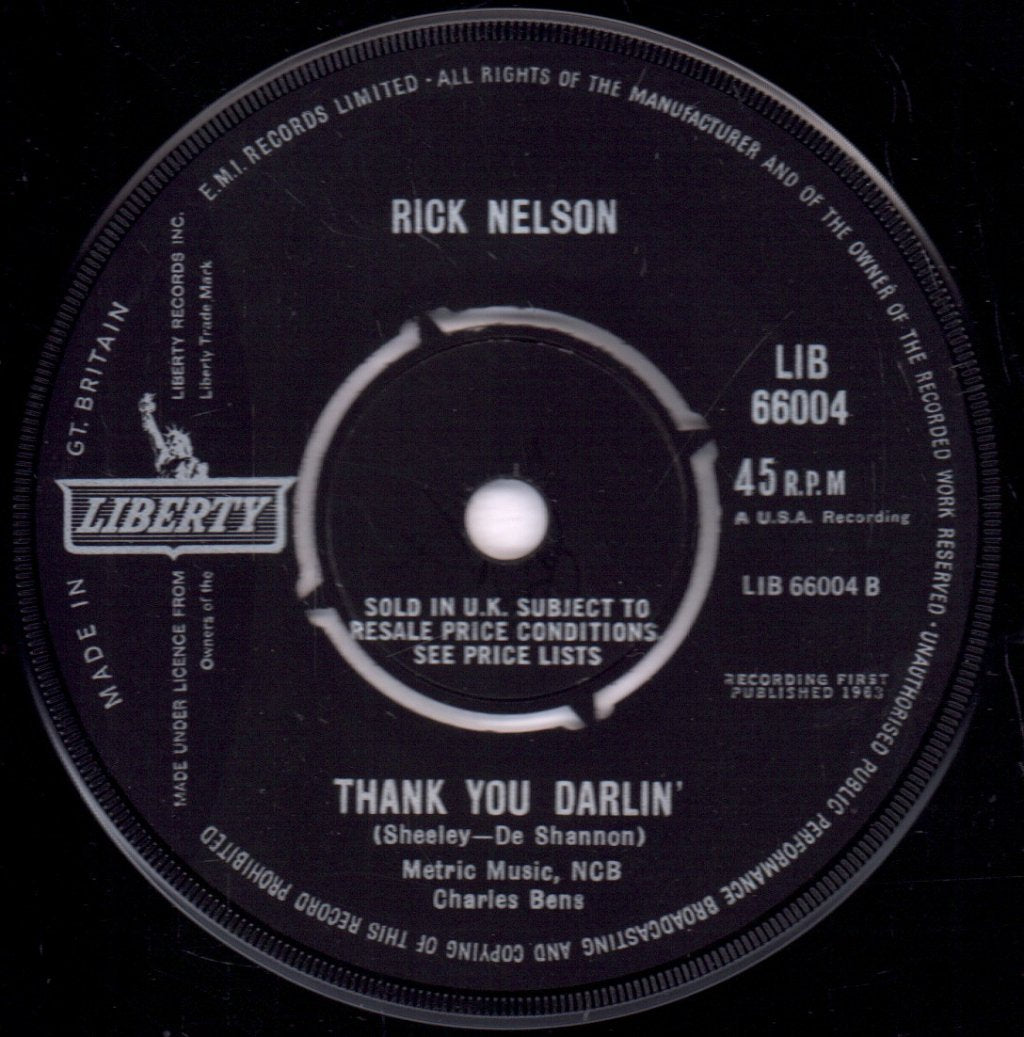Rick Nelson - Today's Teardrops - 7 Inch