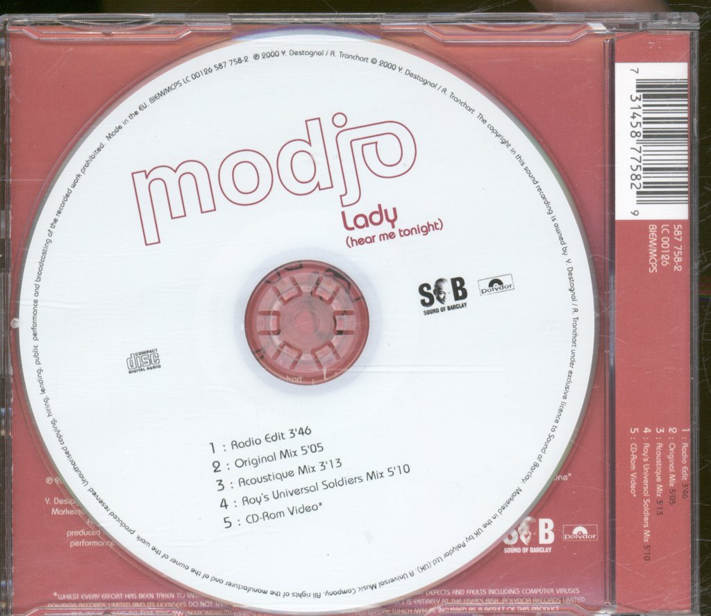 Modjo - Lady (Hear Me Tonight) - Cd