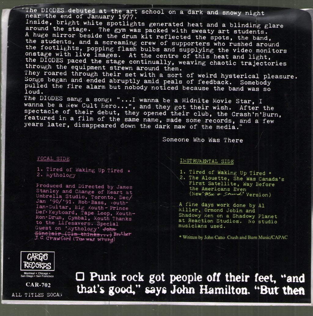 Change Of Heart / Shadowy Men On A Shadowy Planet - Tired Of Waking Up Tired - 7 Inch