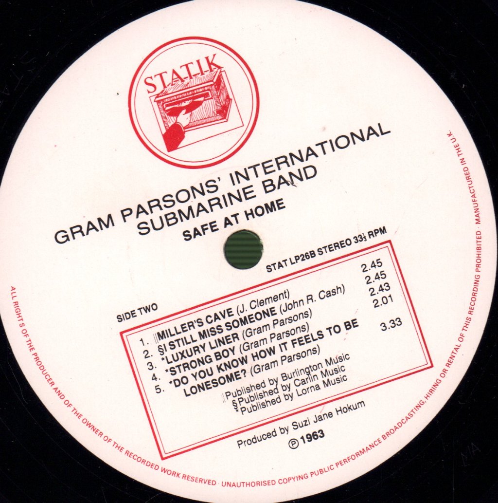 Gram Parsons' International Submarine Band - Safe At Home - Lp