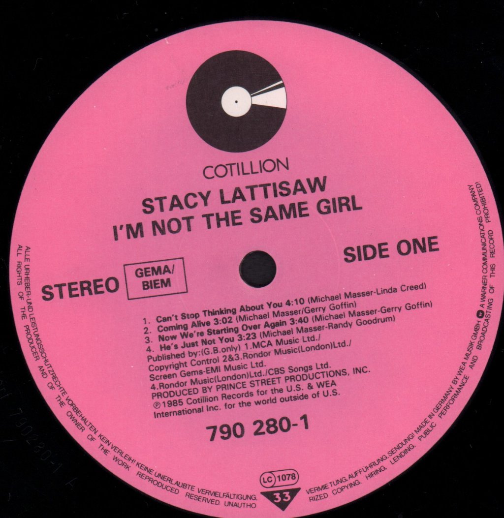 Stacy Lattisaw - I'm Not The Same Girl - Lp