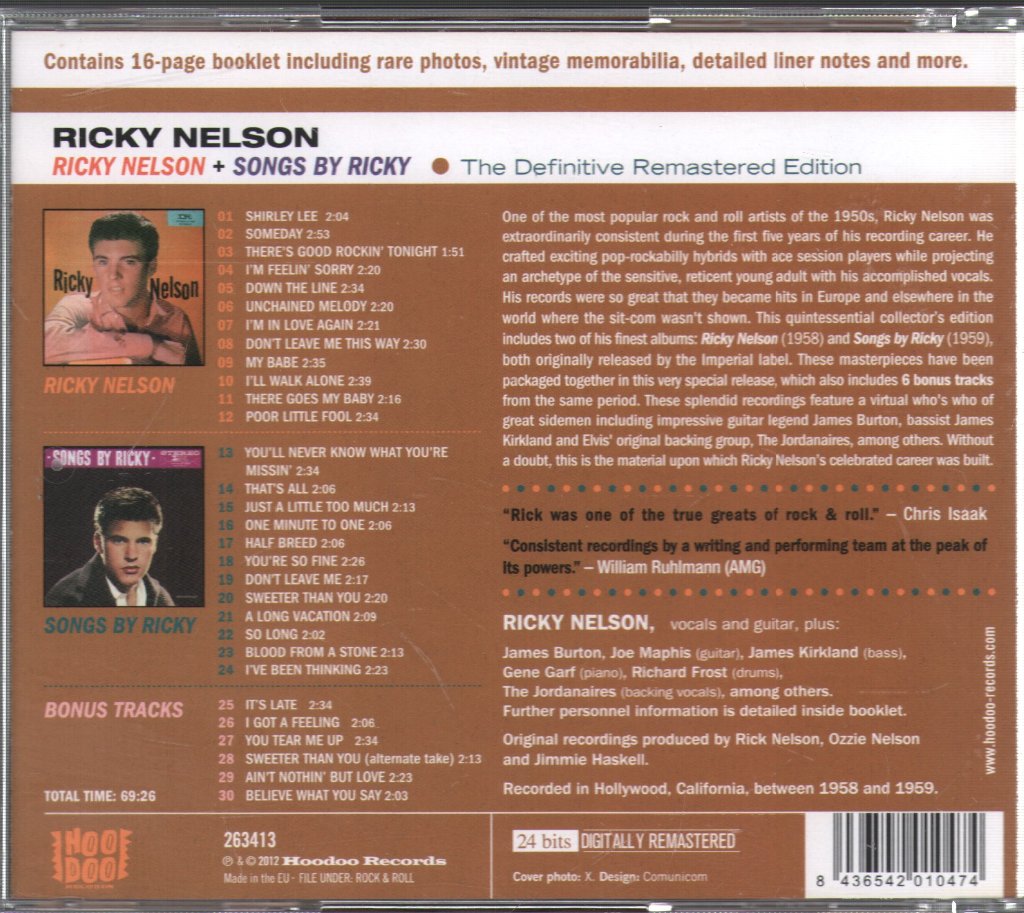 Ricky Nelson - Ricky Nelson + Songs By Ricky - Cd