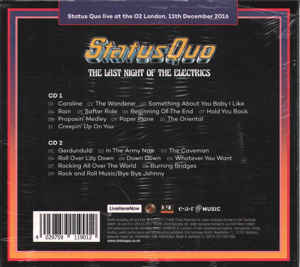 Status Quo - Last Night Of The Electrics - Cd Set