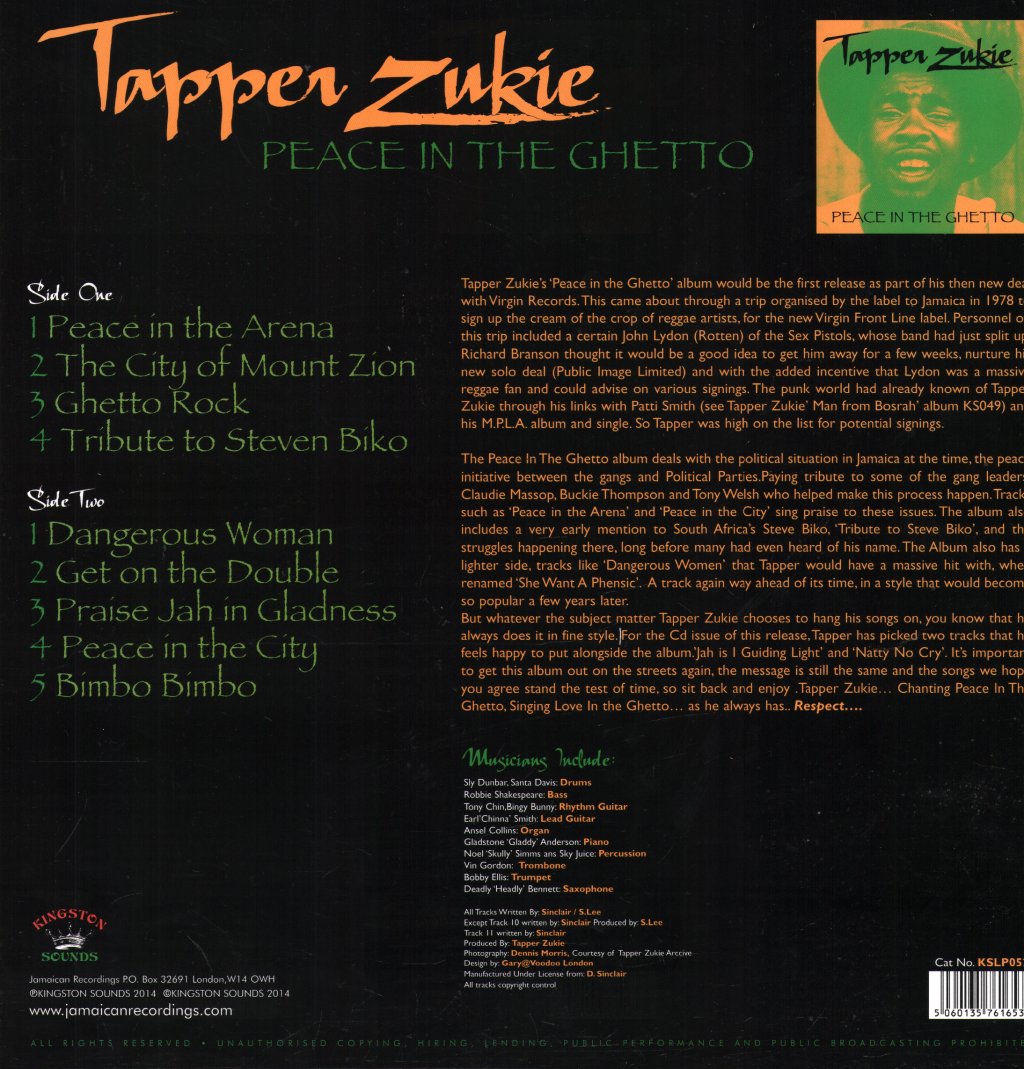 Tapper Zukie - Peace In The Ghetto - Lp