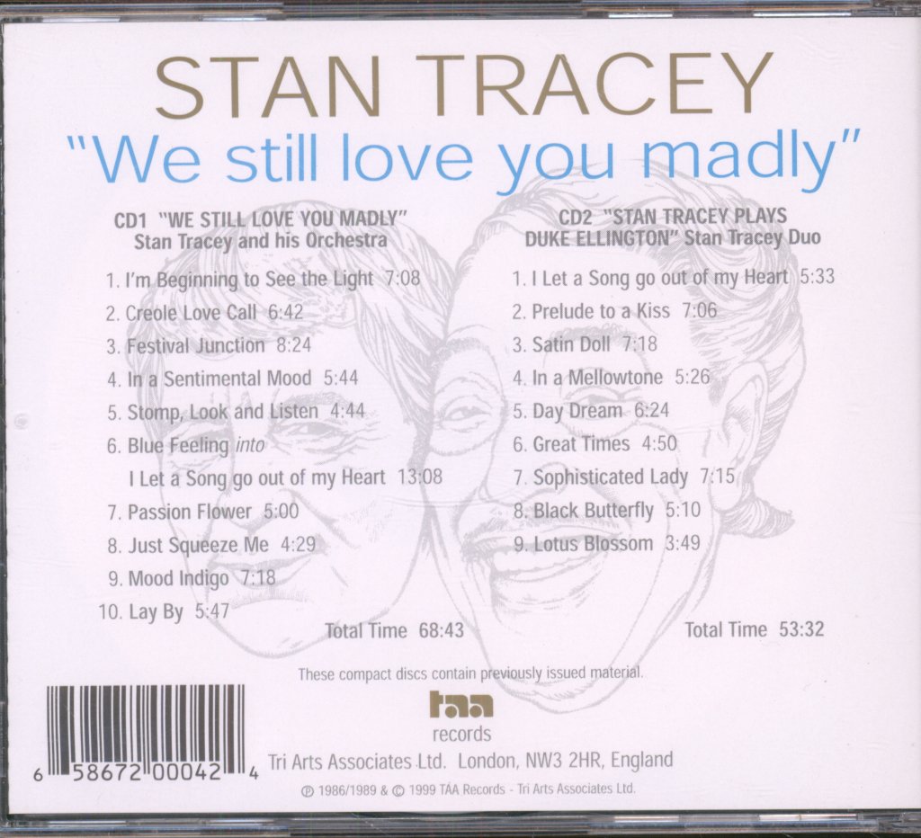 Stan Tracey And Orchestra / Stan Tracey Duo - We Still Love You Madly - Double Cd