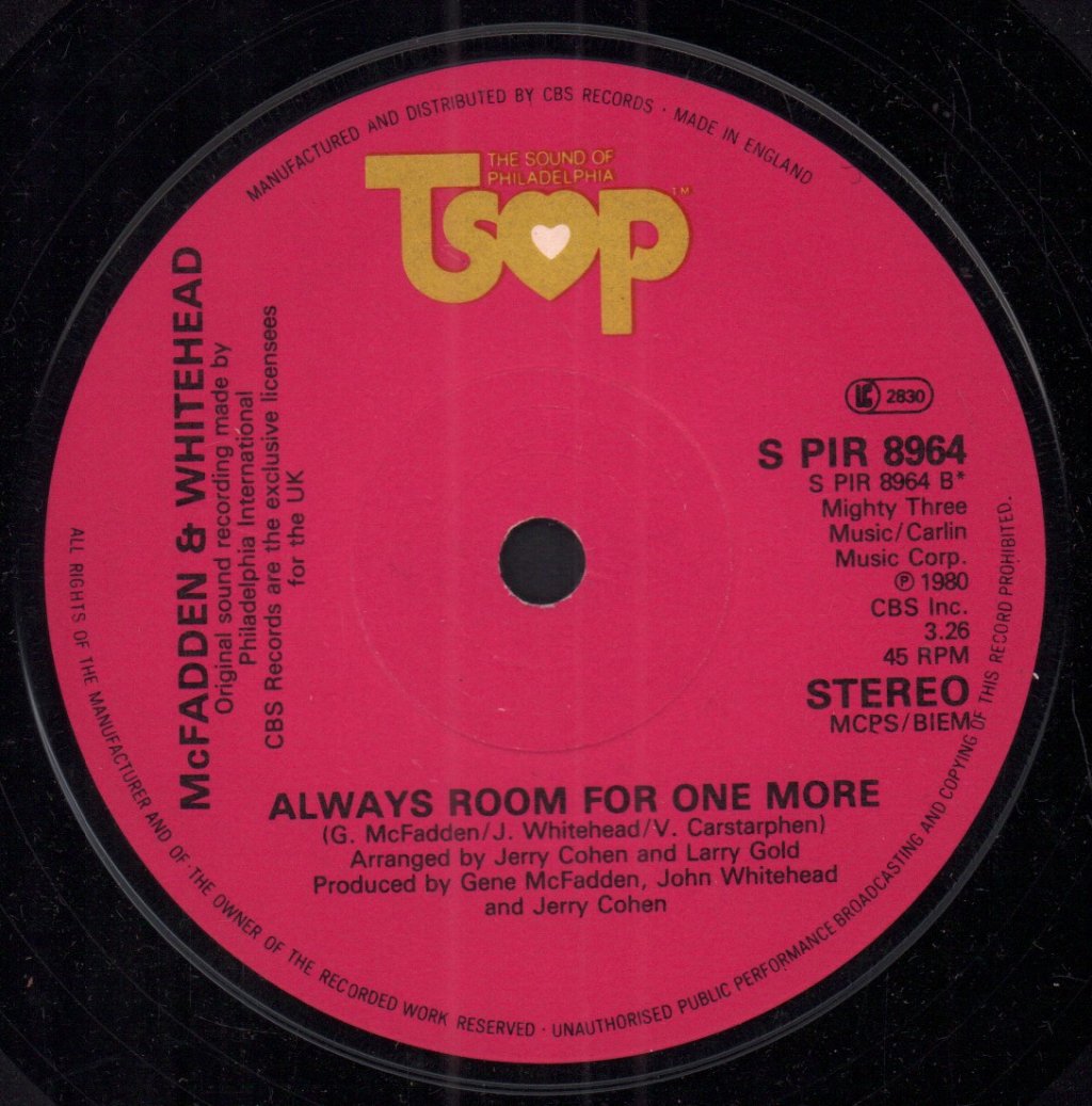 McFadden And Whitehead - I Heard It In A Love Song - 7 Inch