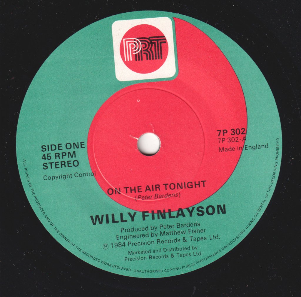 Willy Finlayson - On The Air Tonight - 7 Inch