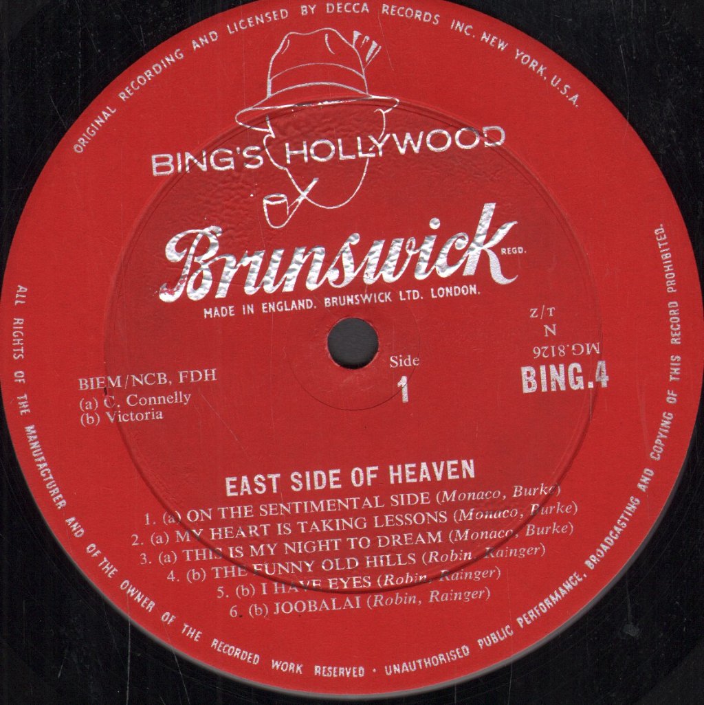 Bing Crosby - East Side Of Heaven - Lp