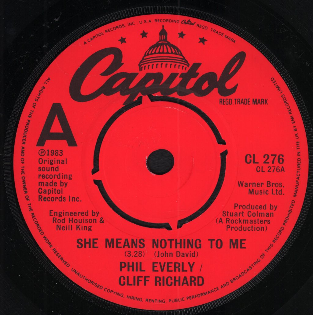 Phil Everly And Cliff Richard - She Means Nothing To Me - 7 Inch