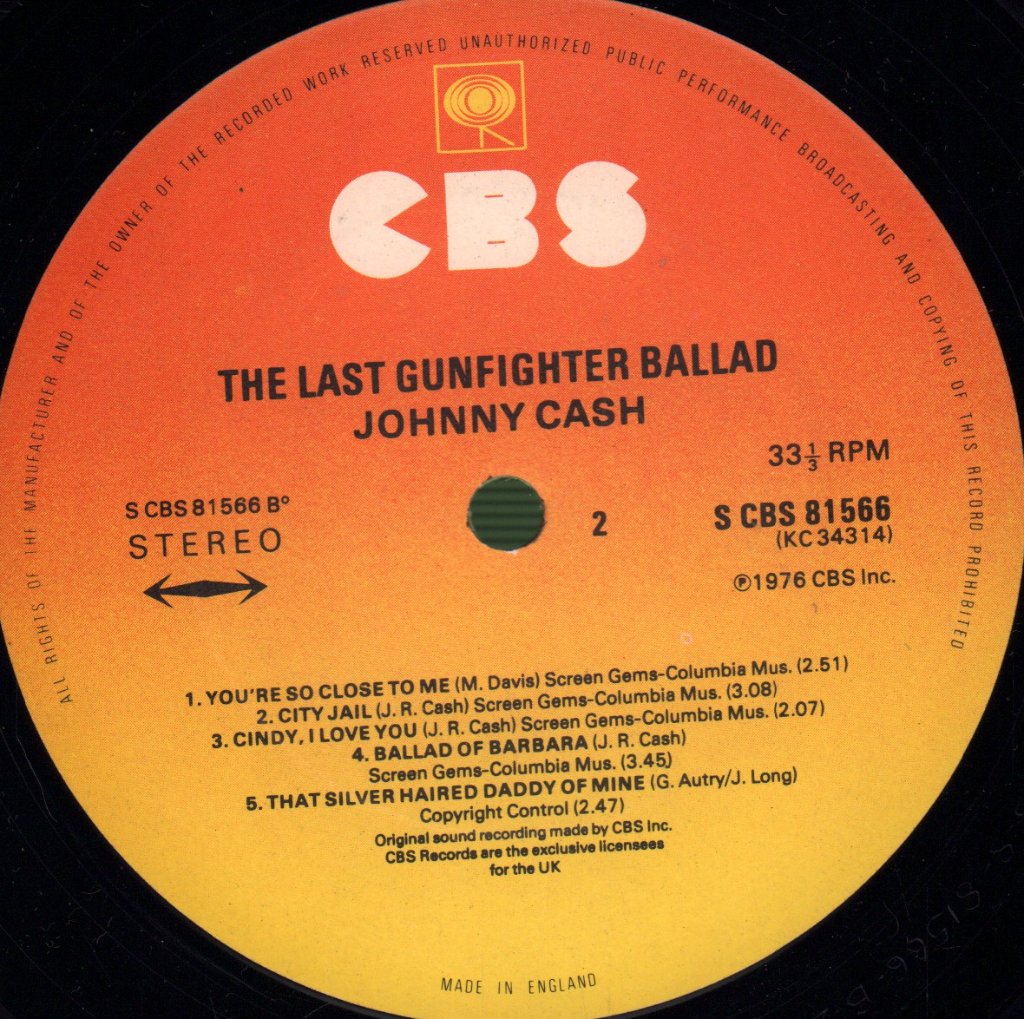 Johnny Cash - Last Gunfighter Ballad - Lp