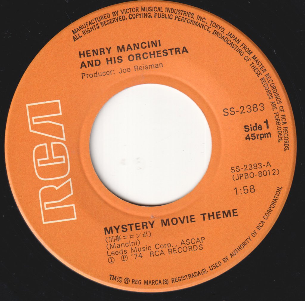 Henry Mancini And His Orchestra - Mystery Movie Theme - 7 Inch