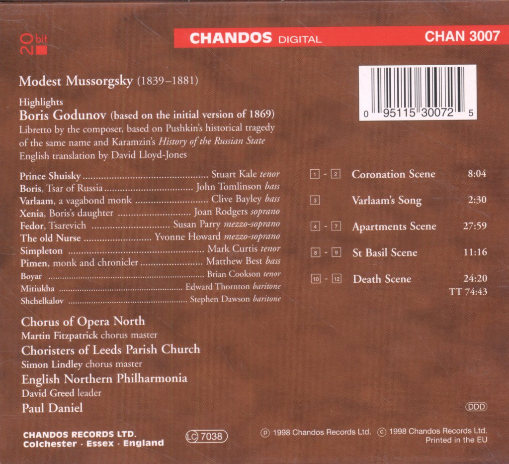 English Northern Philharmonia, Paul Daniel - Mussorgsky - Highlights Boris Godunov - Cd Set