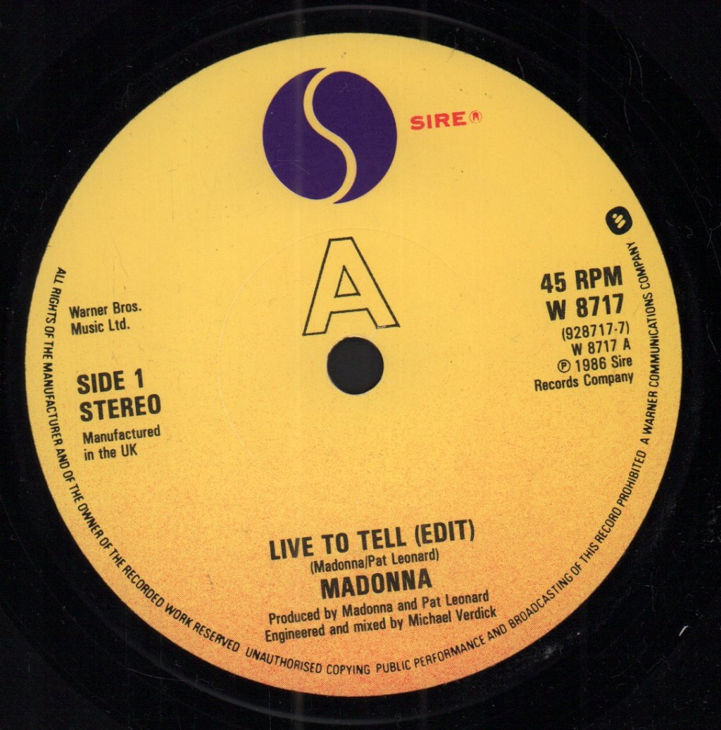 Madonna - Live To Tell - 7 Inch