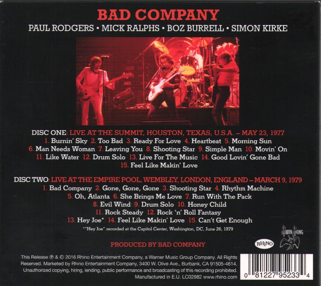 Bad Company - Live 1977 & 1979 - Double Cd