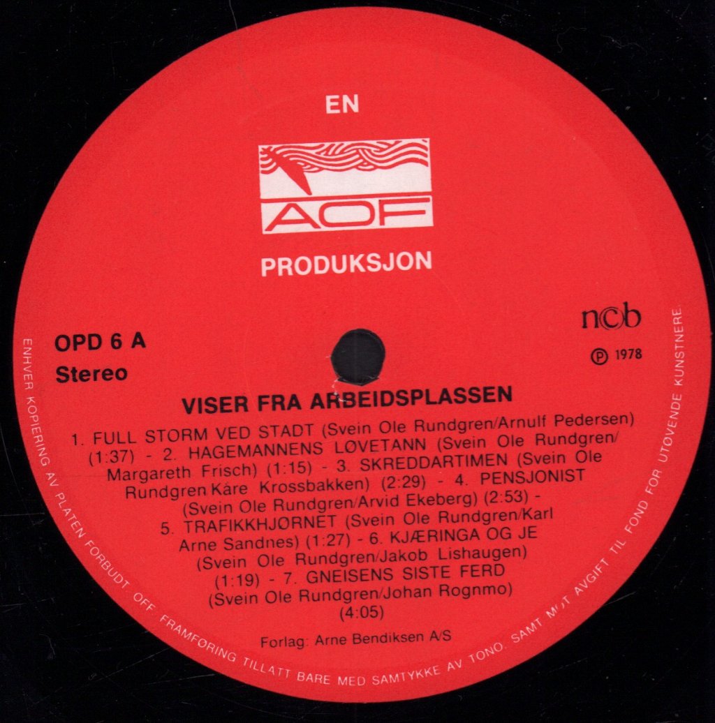 Svein Ole Rundgren - Viser Fra Arbeidsplassen - Lp