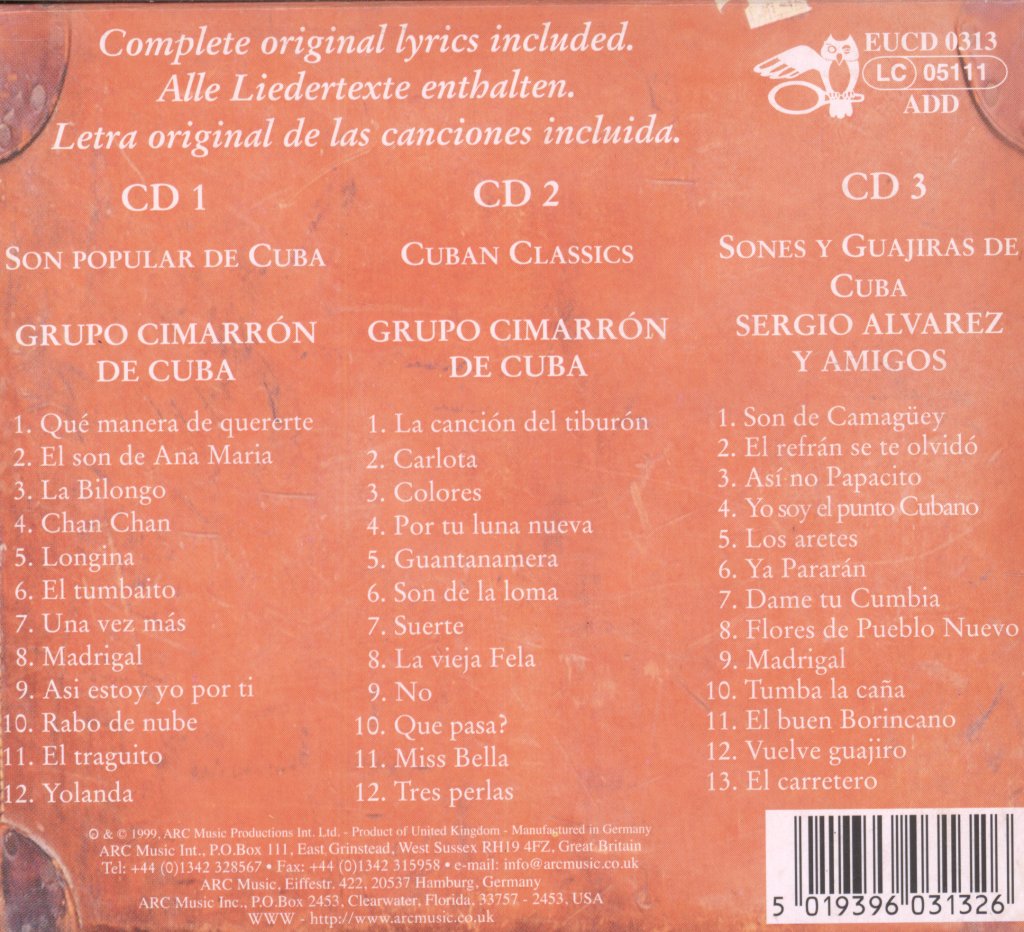 Grupo Cimarrón De Cuba - La Musica Cubana - Cd Set