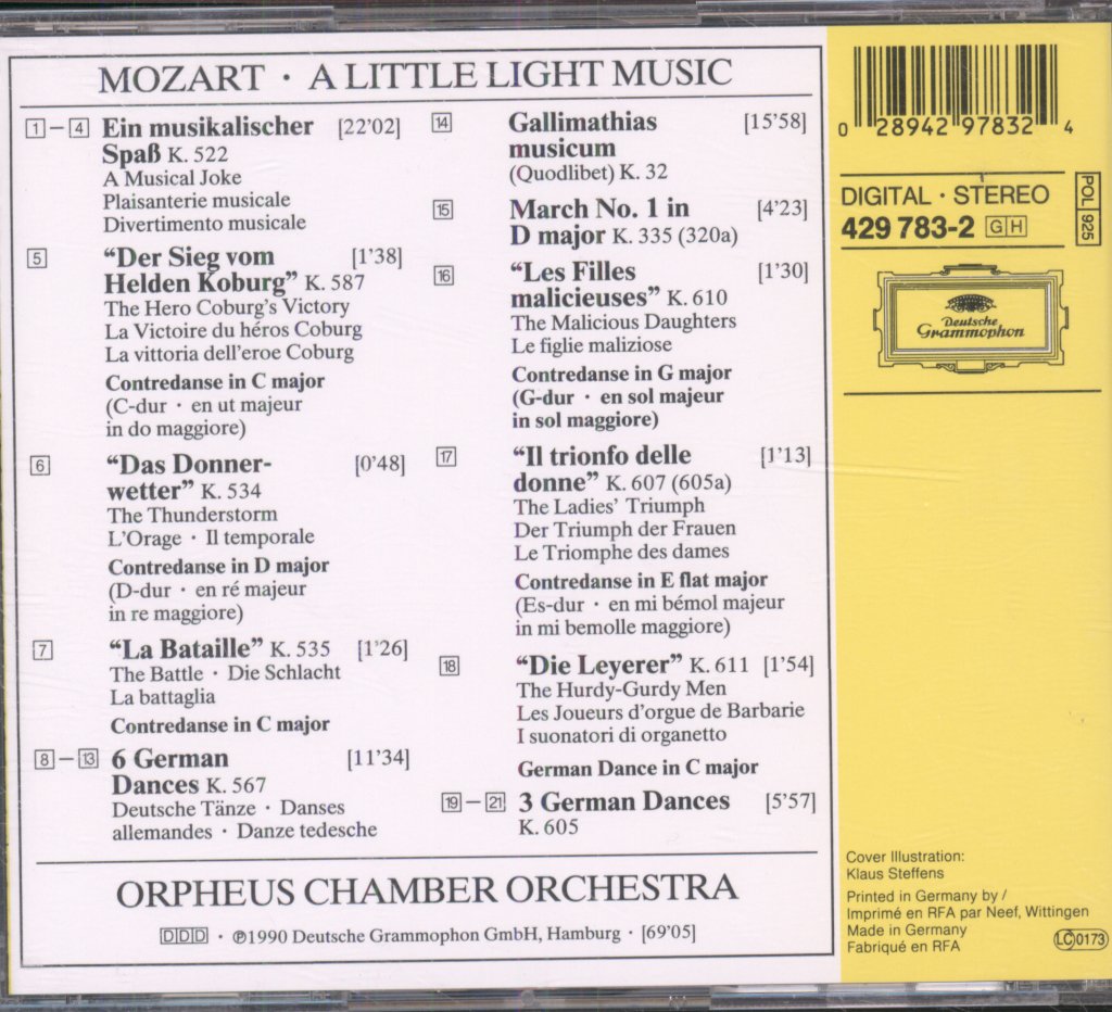 Orpheus Chamber Orchestra - Mozart - A Little Light Music - Cd