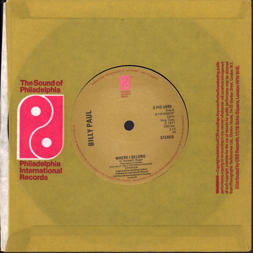 Billy Paul - Only The Strong Survive - 7 Inch