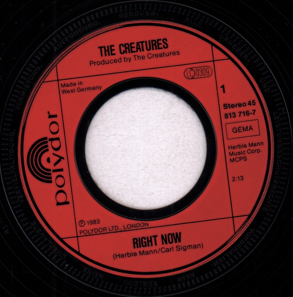 Creatures (Siouxsie) - Right Now - 7 Inch