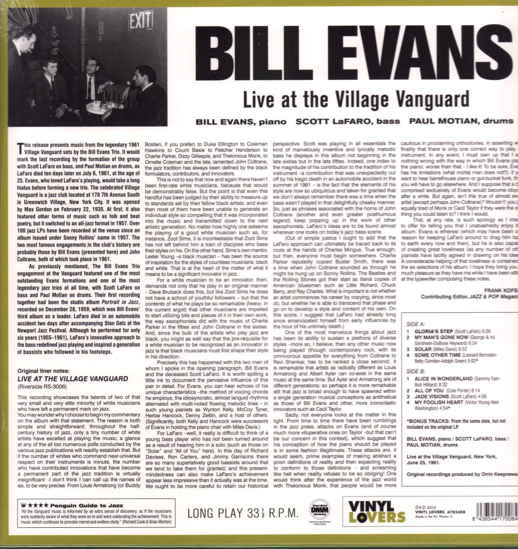 Bill Evans - Bill Evans Live At The Village Vanguard - Lp
