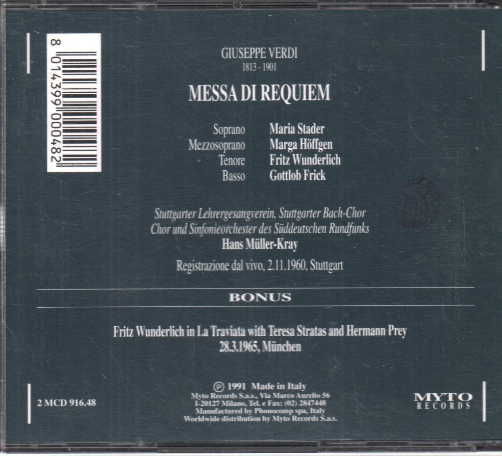 Giuseppe Verdi - Messa Da Requiem - Double Cd