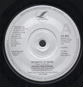 Dean Friedman - Woman Of Mine - 7 Inch