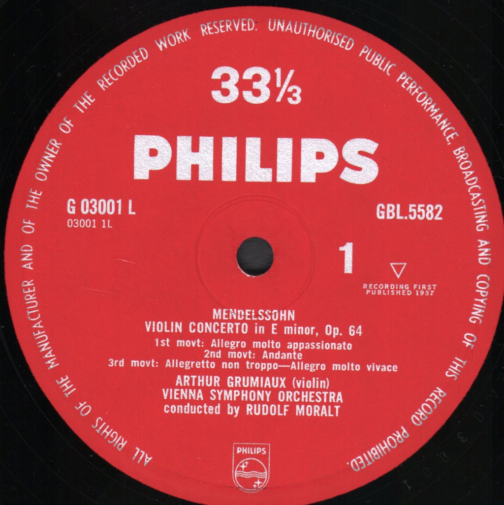 Arthur Grumiaux / Clara Haskil - Mendelssohn - Violin Concerto In E Minor / Schumann - Piano Concerto In A Minor - Lp