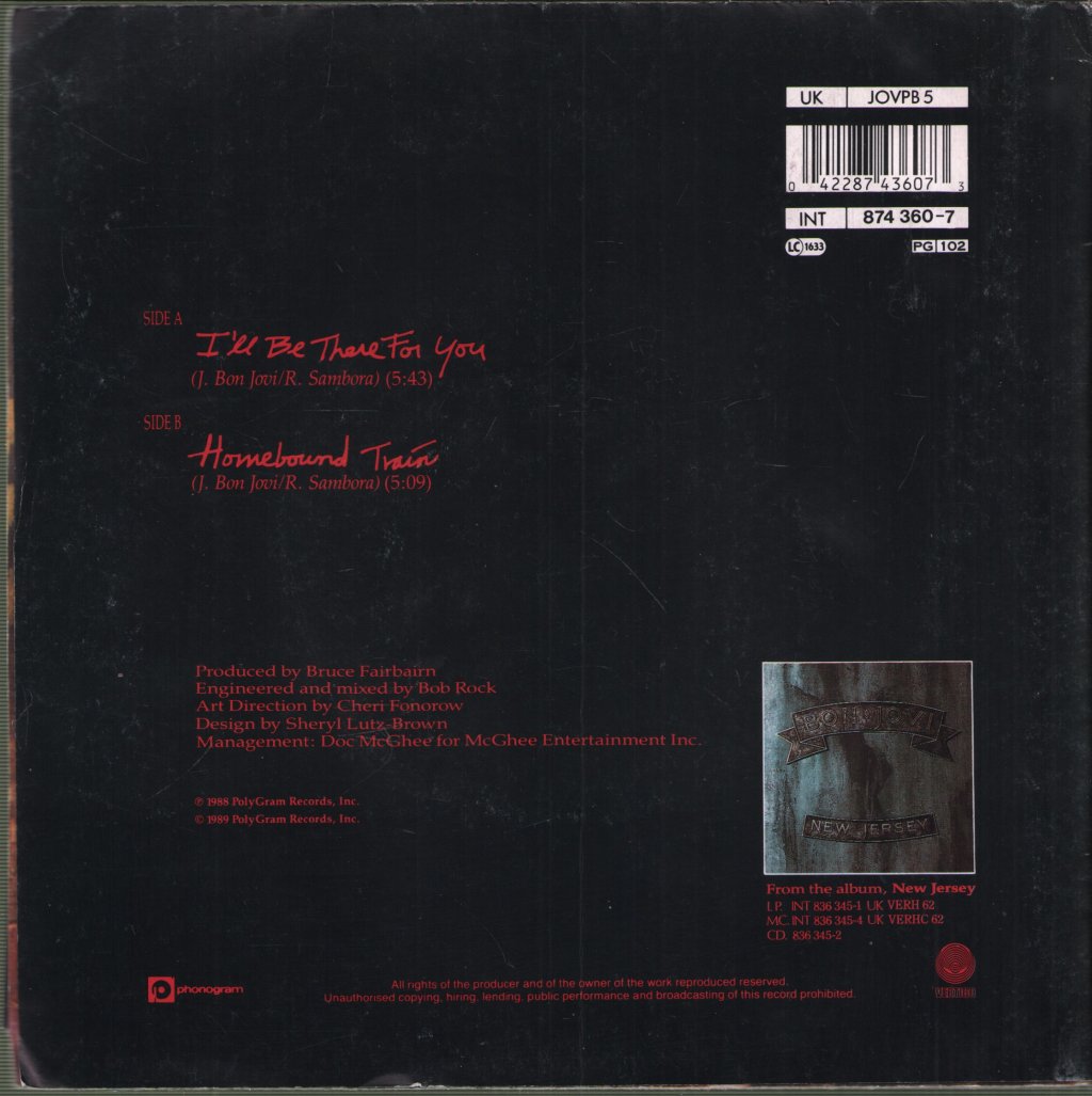 Bon Jovi - I'll Be There For You - 7 Inch