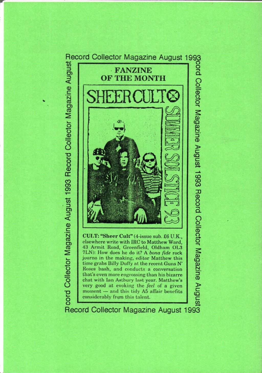 Cult - Sheer Cult Autumn 93 - Fanzine