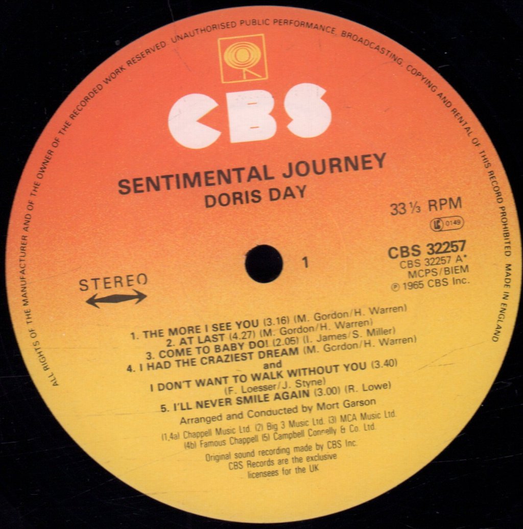 Doris Day - Sentimental Journey - Lp