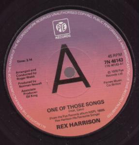 Rex Harrison - One Of Those Songs - 7 Inch