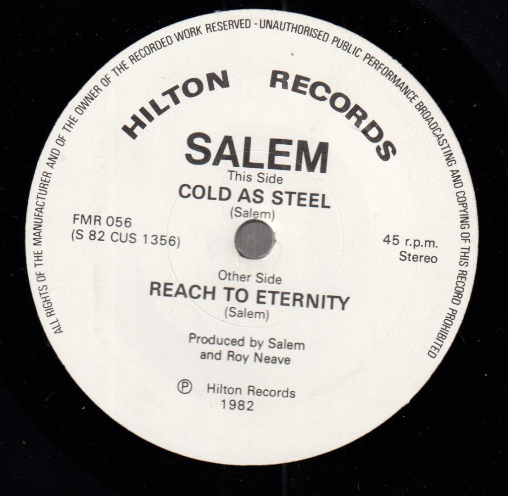 Salem - Cold As Steel / Reach To Eternity - 7 Inch