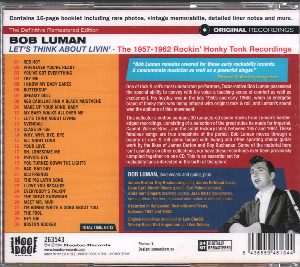 Bob Luman - Let's Think About Livin' - The 1957-1962 Rockin' Honky Tonk Recordings - Cd