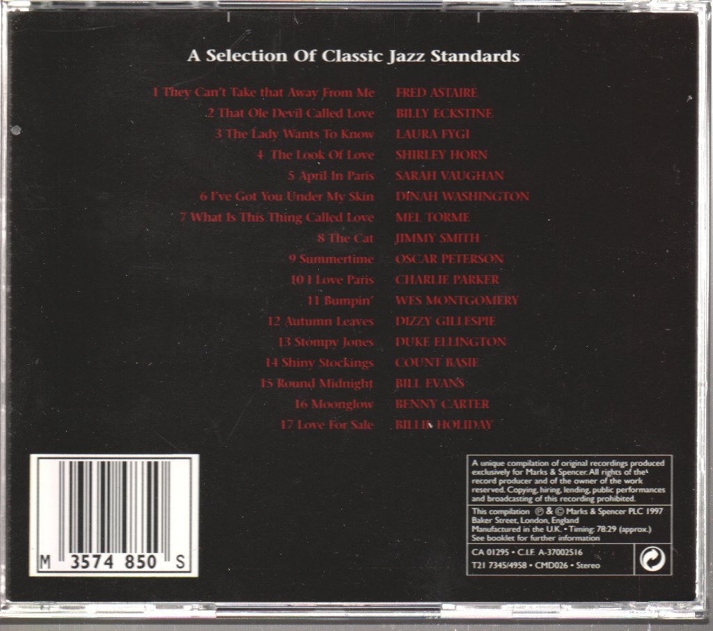 Various Artists - Shades Of Jazz (A Selection Of Classic Jazz Standards) - Cd
