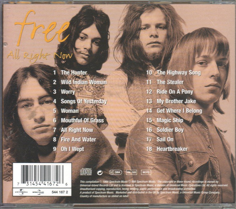 Free (Blues/Rock Group) - All Right Now - Cd