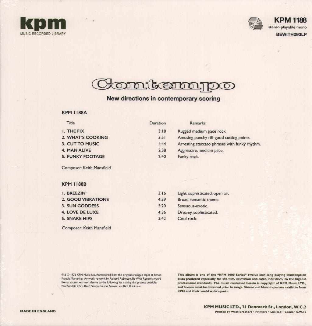 Keith Mansfield - Contempo - Lp