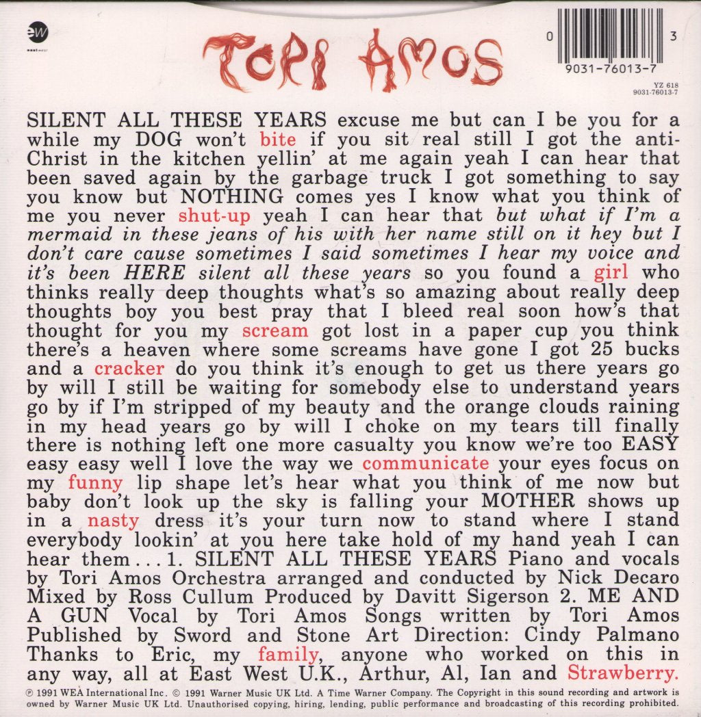 Tori Amos - Silent All These Years - 7 Inch