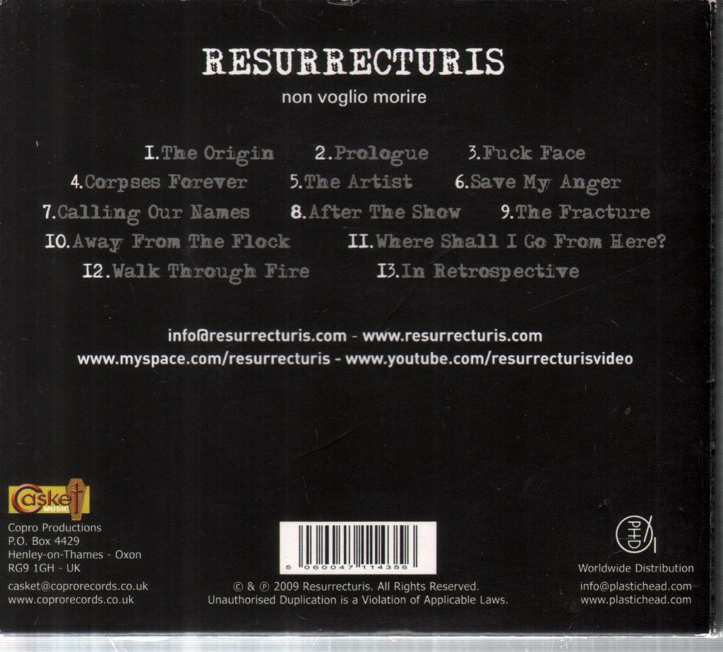 Resurrecturis - Non Voglio Morire - Cd/Dvd