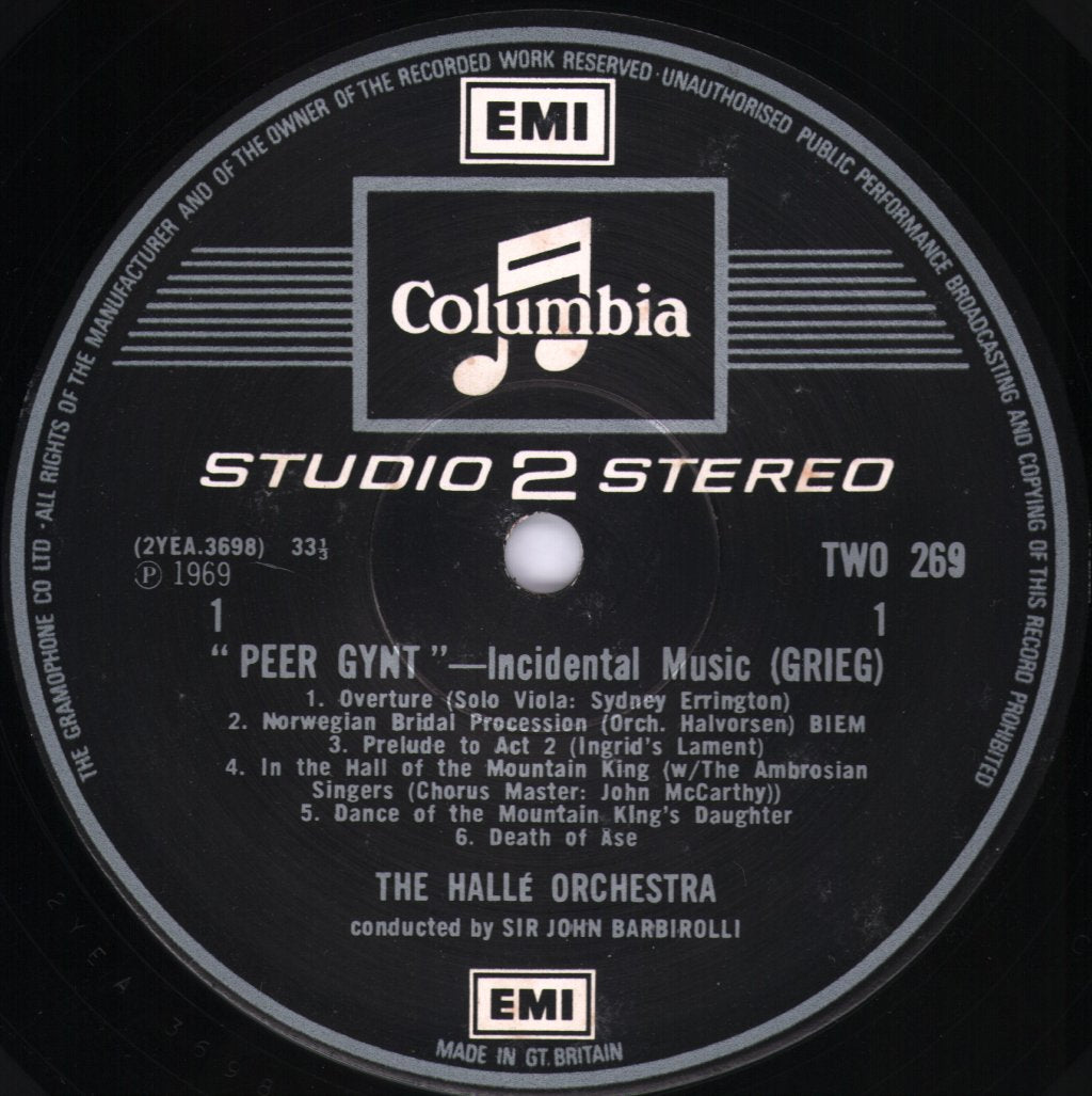 Sir John Barbirolli / Halle Orchestra / Sheila Armstrong / Ambrosian Singers - Grieg - Peer Gynt - Lp