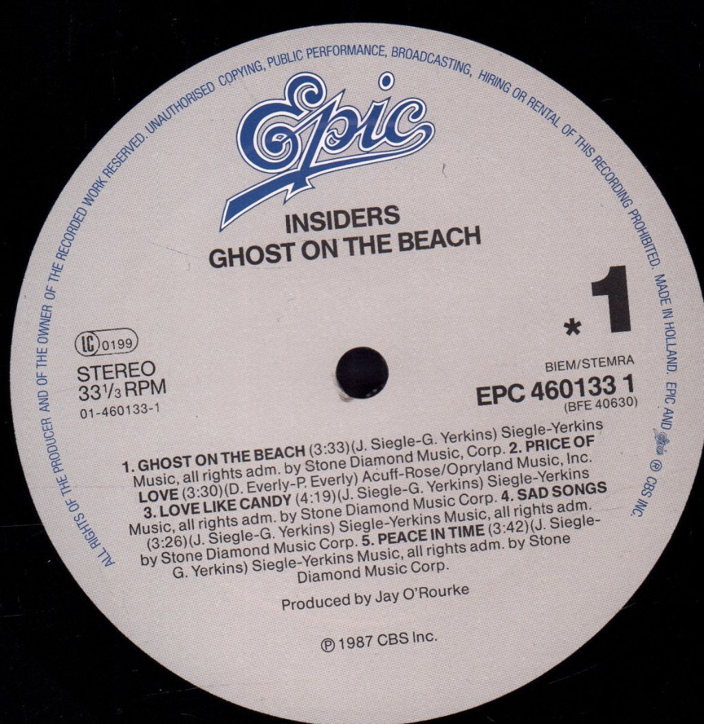 Insiders (Rock Group) - Ghost On The Beach - Lp