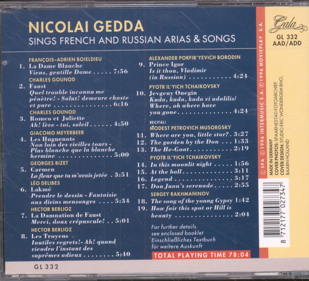 Nicolai Gedda - Nicolai Gedda Sings French & Russian Arias & Songs - Cd