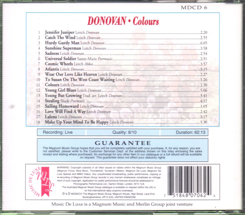 Donovan - Colours (Live In Concert) - Cd