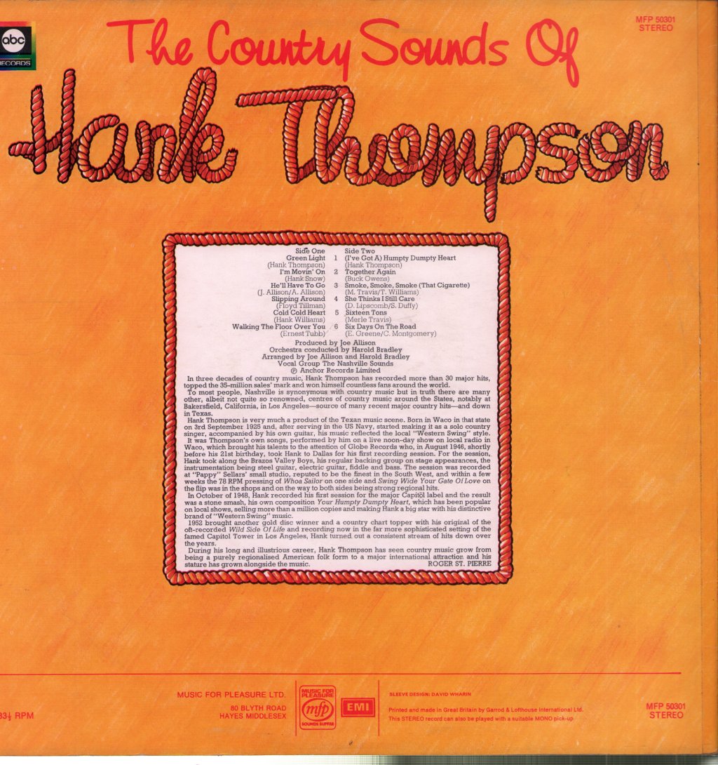 Hank Thompson - Country Sounds Of Hank Thompson - Lp