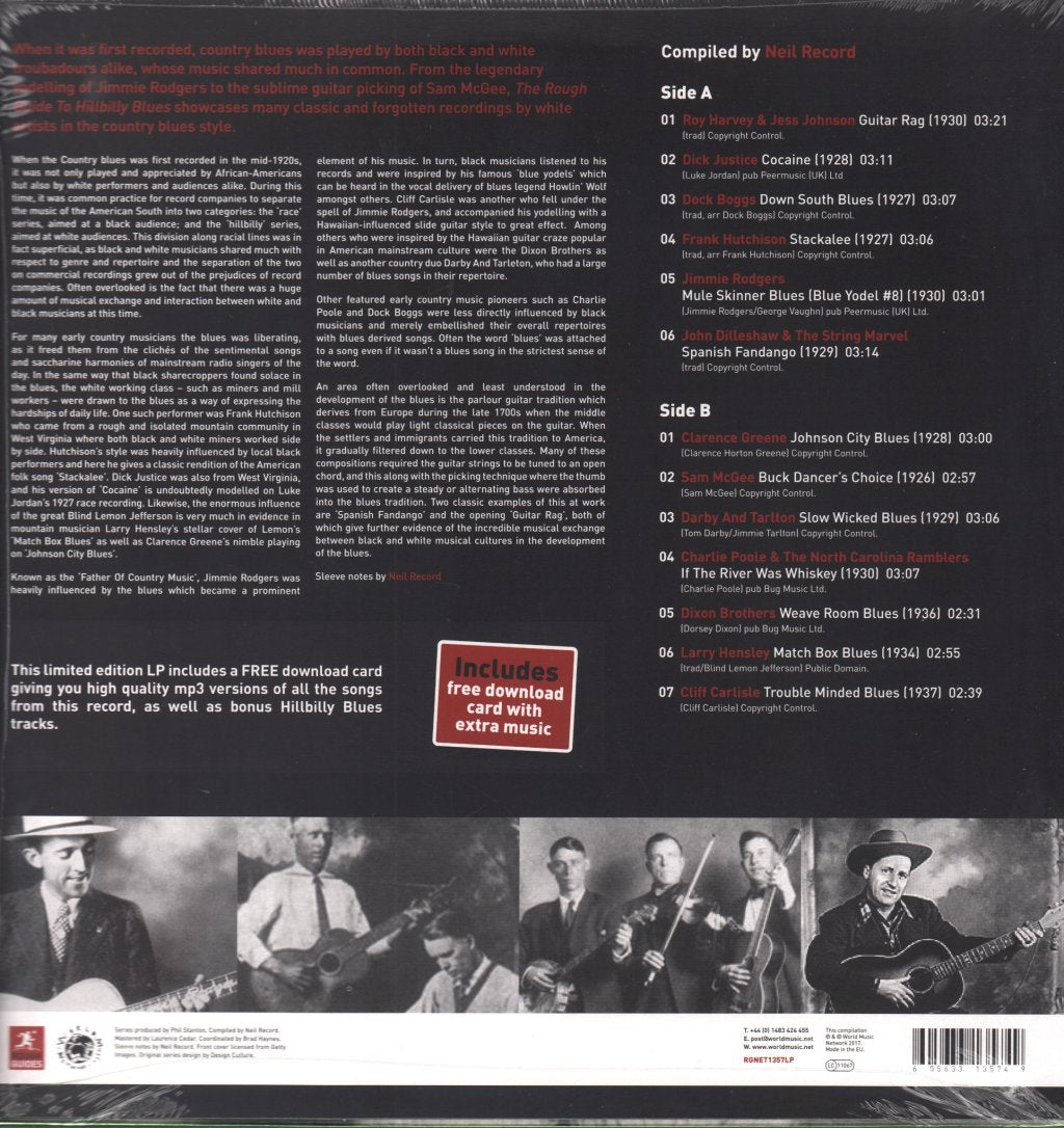 Various Artists - Rough Guide To Hillbilly Blues (Reborn And Remastered) - Lp