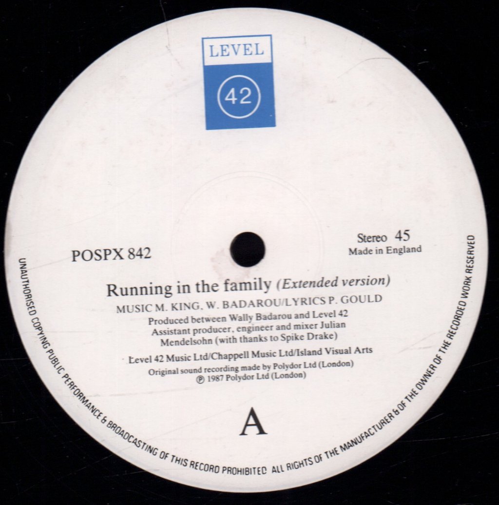 Level 42 - Running In The Family - 12 Inch