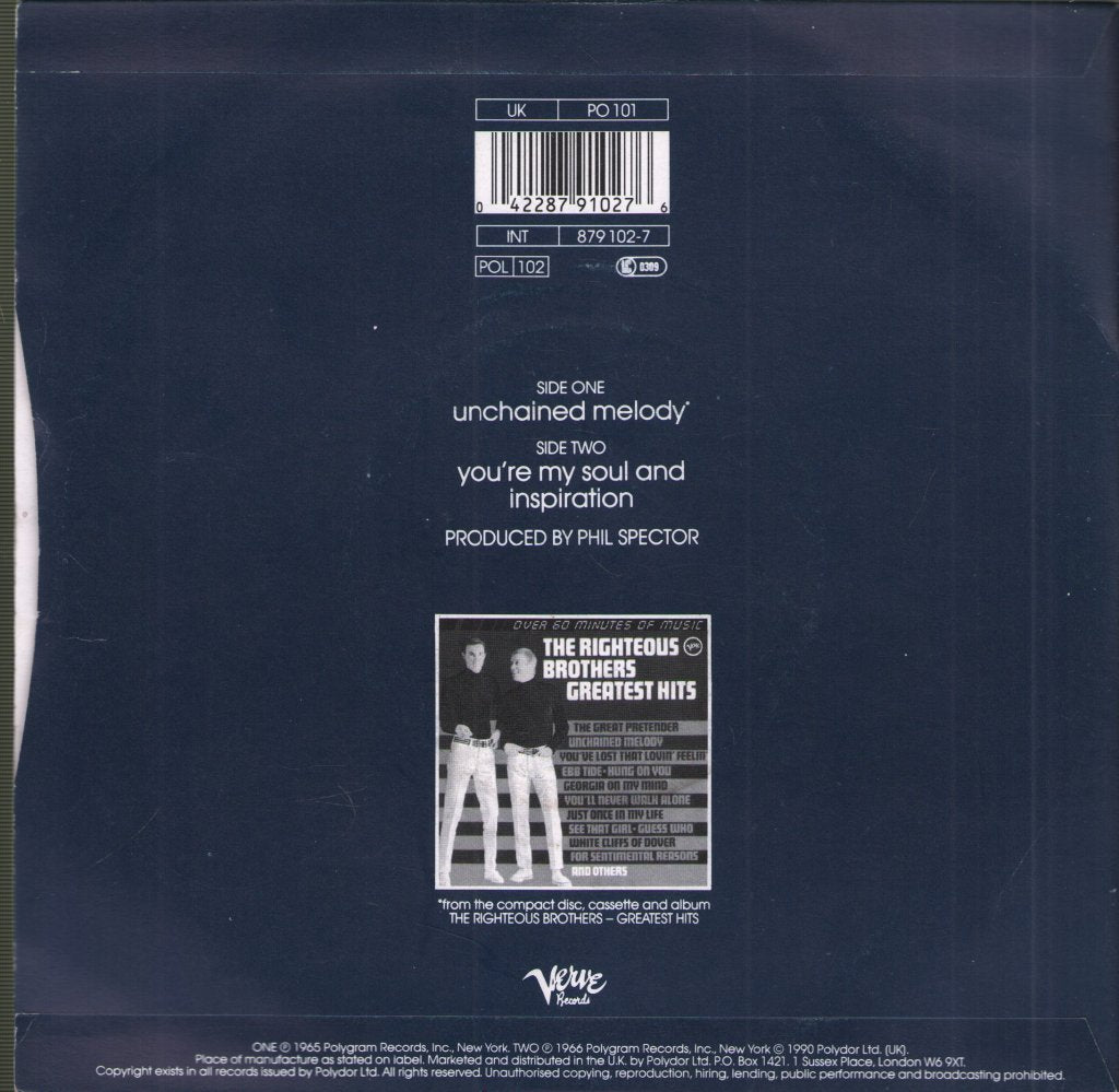Righteous Brothers - Unchained Melody - 7 Inch