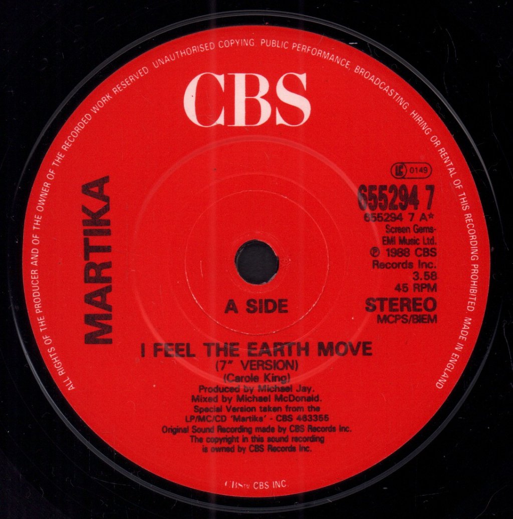 Martika - I Feel The Earth Move - 7 Inch