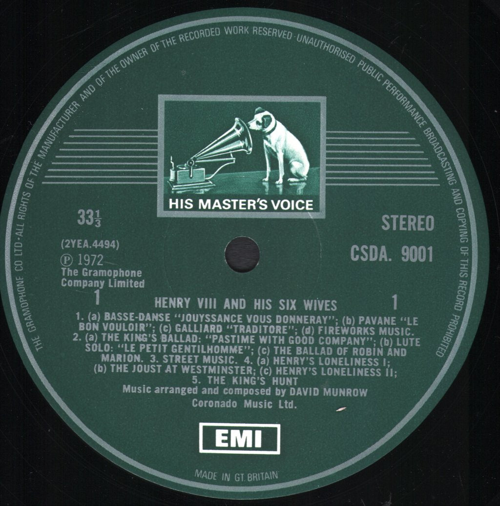 David Munrow / Early Music Consort Of London - Henry VIII And The Six Wives - Lp