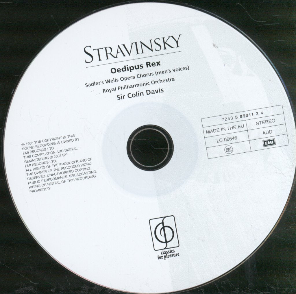 Sadler's Wells Opera Company / Colin Davis - Stravinsky - Oedipus Rex - Cd