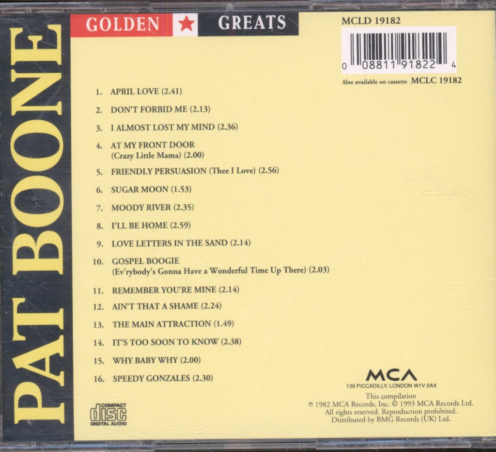 Pat Boone - Golden Greats - Cd